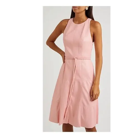 chinese dress ladies VEGAN LEATHER SCOOP NECK MINI DRESS main image 1